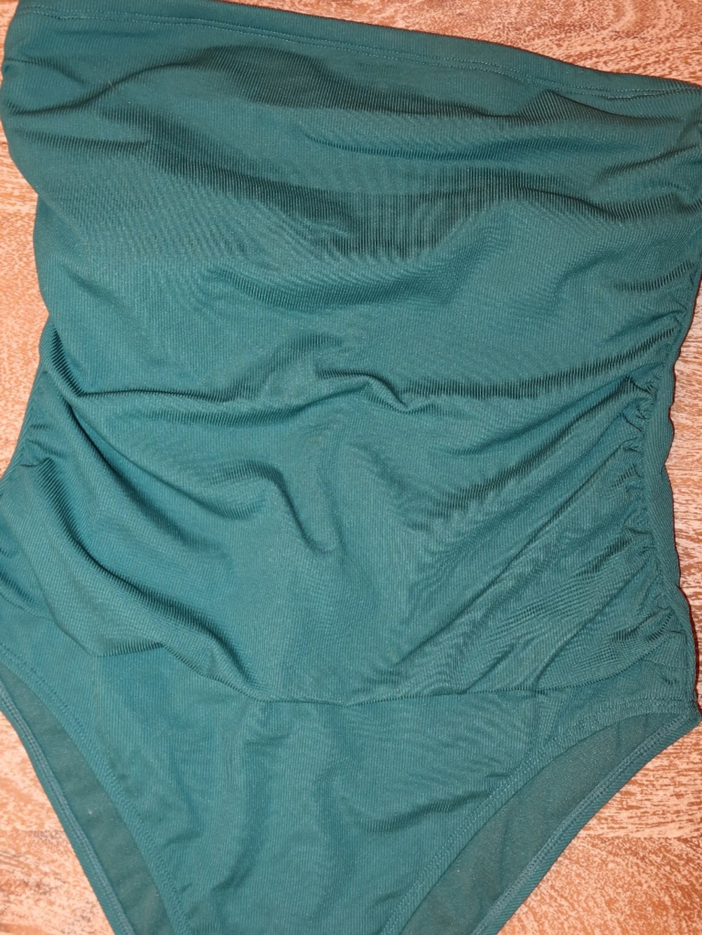 Womens Emerald Green One Piece Strapless Swimsuit Size L